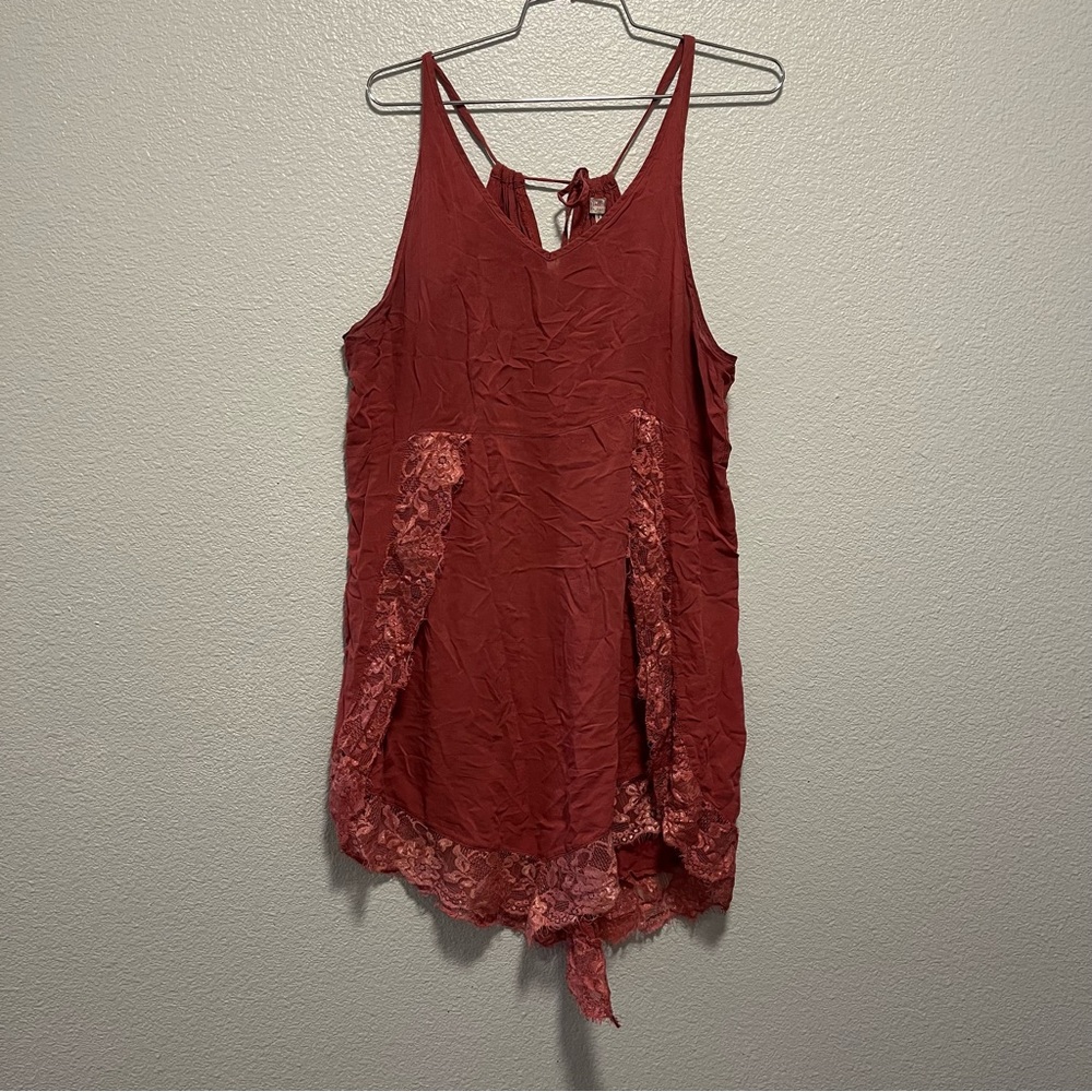 Free People Intimately Slip Dress Women Size Small Lace Burnt Red Sexy Gift